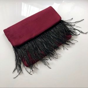 Flirty, Fun and Feathery Faux Suede Clutch Bag